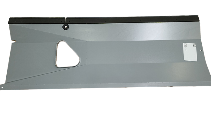 Aircraft panel Aircraft side panel, painted grey with black top edge and center cut out