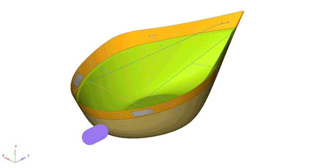Finite Element Analysis video of a bird strike on a radome. Curved structure deflates partially as it is impacted by a incoming body.