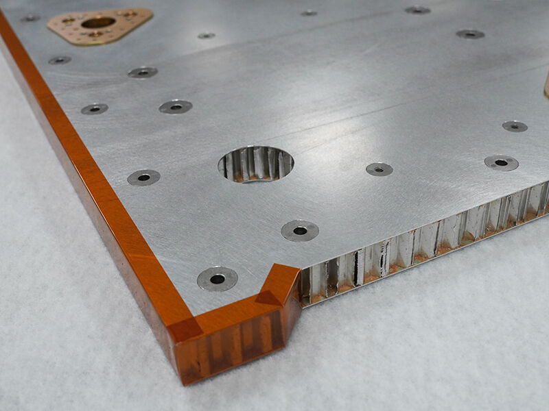 Spacecraft BUS  panel with aluminum skins. detail Spacecraft BUS  panel aluminum skinned detail