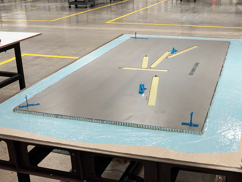 Heat pipe panel with inserts, before machining Heat pipe panel