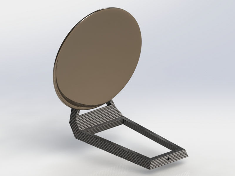 CAD drawing of reflector dish and antenna support structure in development