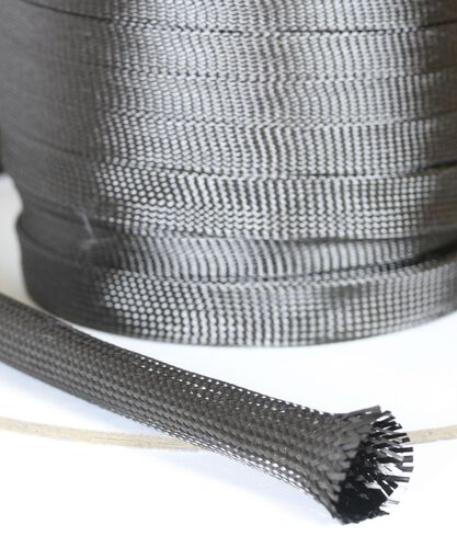 Dry Braided Carbon Fiber Sleeve - Biaxial +/-45° - Sold by the Yard