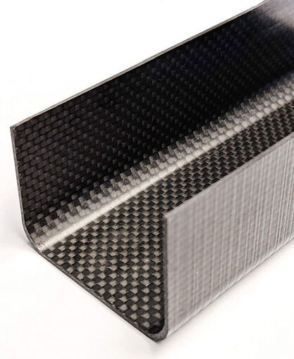 Carbon Fiber - C-Channel - Plain Weave - 2.0 base x 1.25 leg x 0.05 wall x 36 long INCHES