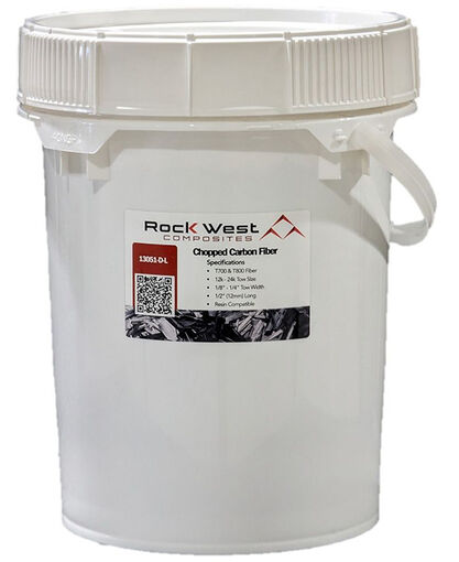 Chopped Carbon Fiber - Epoxy Compatible Sizing - 12mm Length Fiber - Large Bucket - 13 lbs