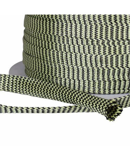 Dry Braided Sleeve - Aramid/Carbon Hybrid Medium-Weight - Biaxial +/-45° - 407gsm - 0.50" x 36"