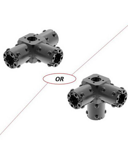 CARBONNect - Main Block with Three Adapters - Aluminum - For 1.5-inch ID Round Tubing