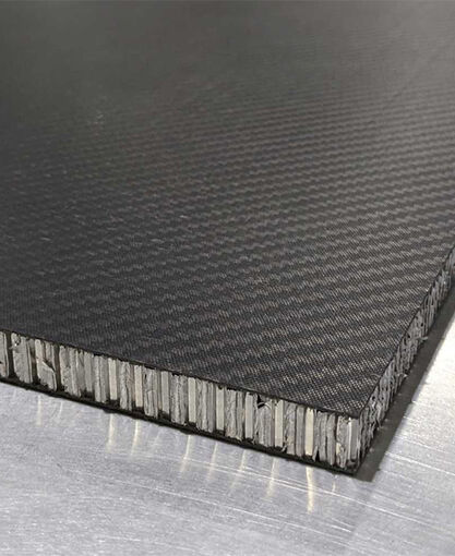 Sandwich Panel - Aluminum 3.1 Cubic ft Honeycomb Core (0.710") - Carbon Twill Skins (0.02") - Matte/Matte - ~2" X ~6" x 0.75 inch