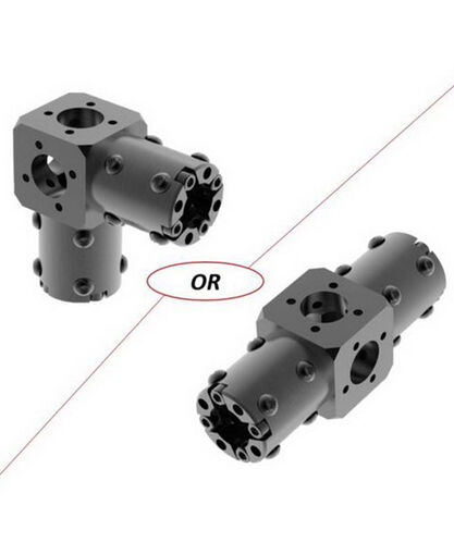 CARBONNect - Main Block with Two Adapters - Aluminum - For 1.5-inch ID Round Tubing