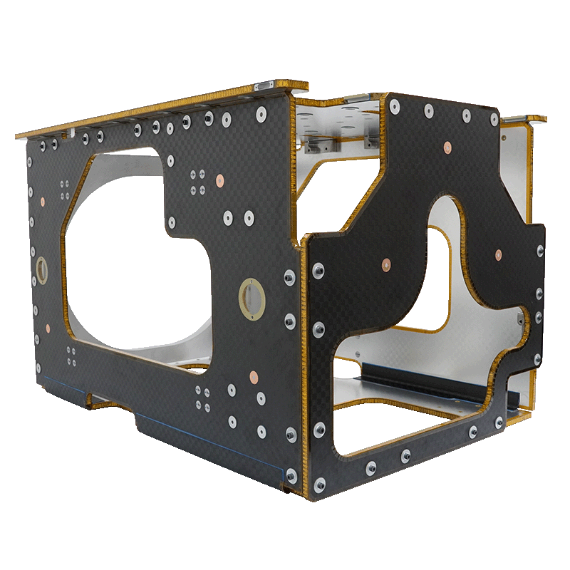 Carbon fiber bus structure with metallic inserts